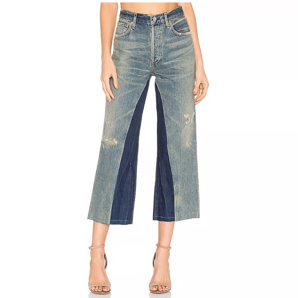 Citizens of Humanity Cora Crop Relaxed Shadow Inseam Sz 25 Streetwear Patchwork